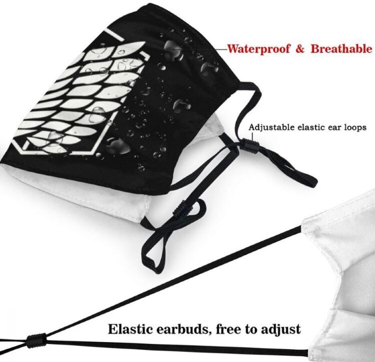 Маска захисна для обличчя Attack on Titan Атака титанів Розвідкорпус + 2 вугільні фільтри