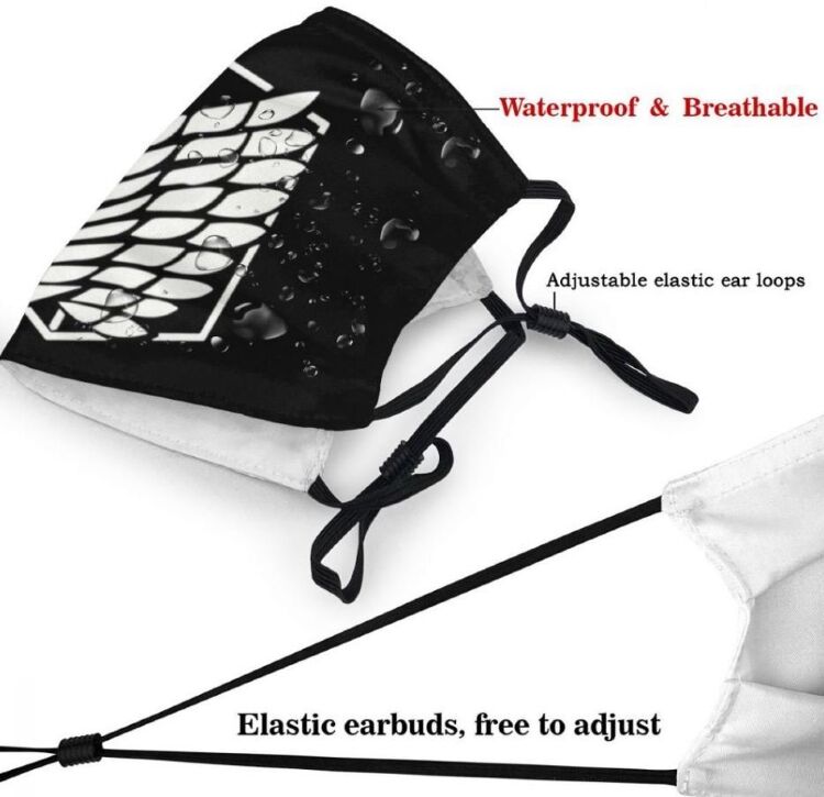 Маска захисна для обличчя Attack on Titan Атака титанів Розвідкорпус + 2 вугільні фільтри