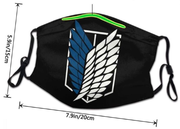 Маска захисна для обличчя Attack on Titan Атака титанів Розвідкорпус + 2 вугільні фільтри