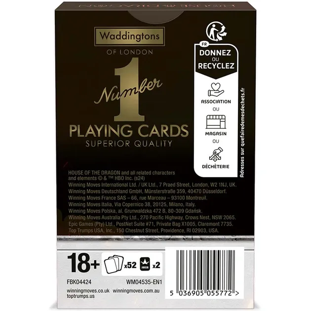 Игральные карты Winning Moves Game of Thrones House of Dragons Waddingtons Number 1 Игра престолов Дом дракона