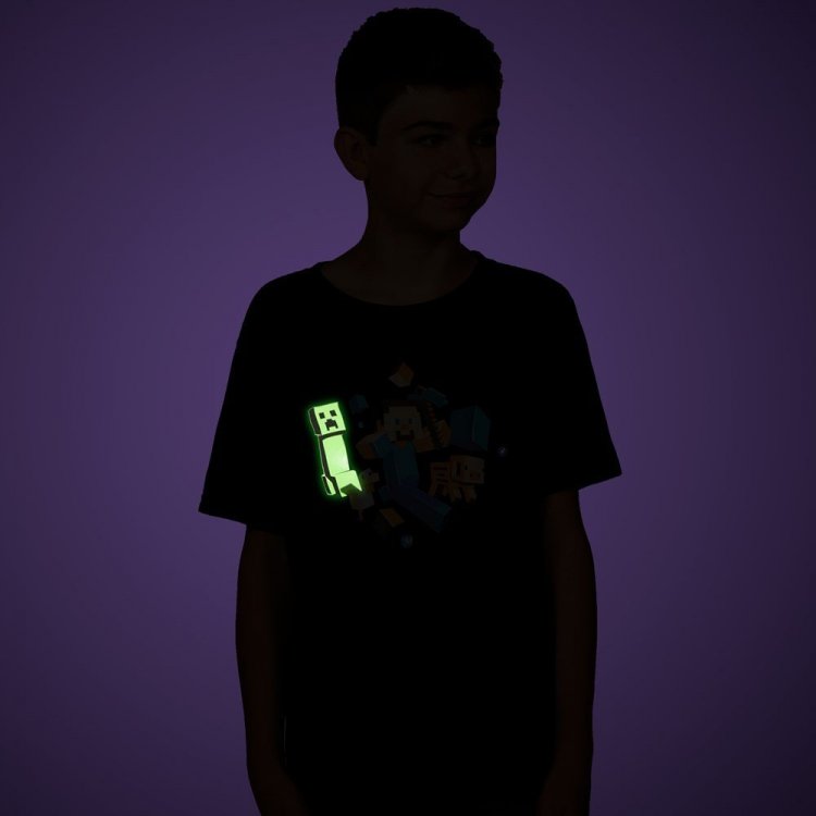 Футболка Minecraft Run Away! Glow in the Dark Youth Tee (размер L)  Футболка Minecraft Run Away! Glow in the Dark Youth Tee (размер L)