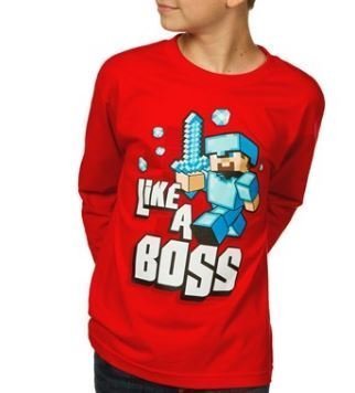  Футболка довгий рукав Minecraft Like a Boss Boys 8-20 Long Sleeve Tee (розмір M)