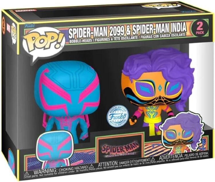 Фигурка Funko Marvel Spider-Man 2099 & Spider-Man India (Black Light) 2-Pack Человек Паук Фанко Фигурка Funko Marvel Spider-Man 2099 & Spider-Man India (Black Light) 2-Pack Человек Паук Фанко