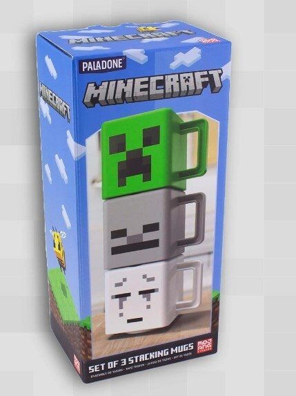 Набір 3 чашок Minecraft Stacking Coffee Mugs Creeper Skeleton and Ghast кружки Майнкрафт 250 мл