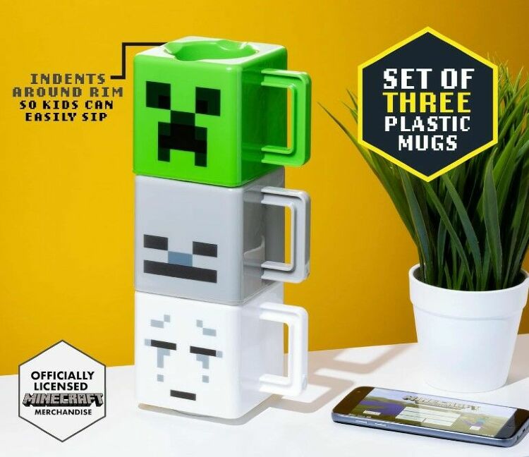 Набір 3 чашок Minecraft Stacking Coffee Mugs Creeper Skeleton and Ghast кружки Майнкрафт 250 мл Набір 3 чашок Minecraft Stacking Coffee Mugs Creeper Skeleton and Ghast кружки Майнкрафт 250 мл
