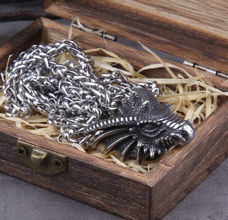 Медальон Game of Thrones Dragon Skull Targaryen Игра Престолов Дом Дракона + деревяный бокс