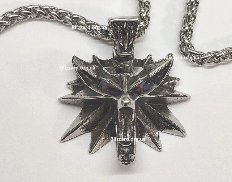 Кулон Геральта медальон 3D Ведьмак (The Witcher) с нержавеющей стали сплошной + мешочек