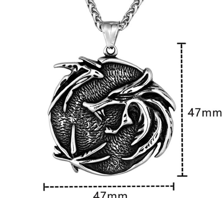 Кулон Геральта медальйон 3D Відьмак (The Witcher Geralt) з нержавіючої сталі із серіалу Кулон Геральта медальйон 3D Відьмак (The Witcher Geralt) з нержавіючої сталі із серіалу