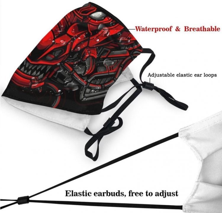 Маска захисна для обличчя Red Dragon Дракон + 2 вугільні фільтри