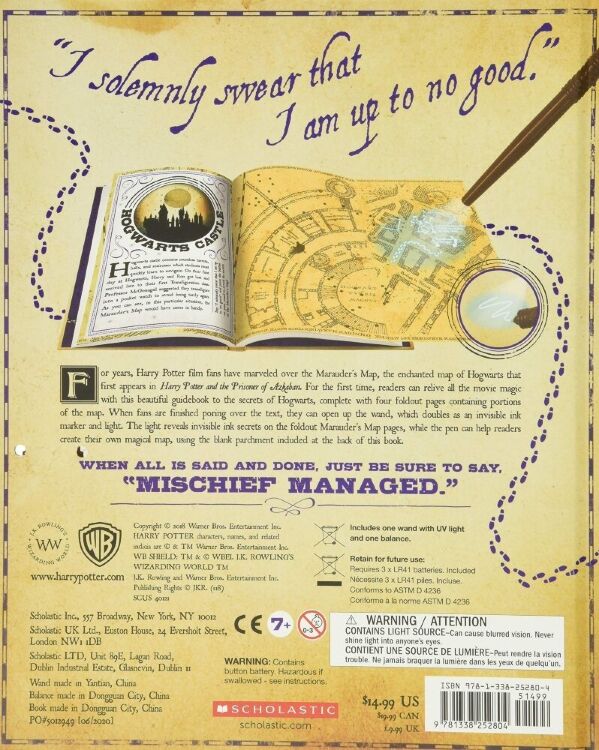 Карта Мародерів Гаррі Поттер Marauders Map Guide to Hogwarts Harry Potter + LED палочка